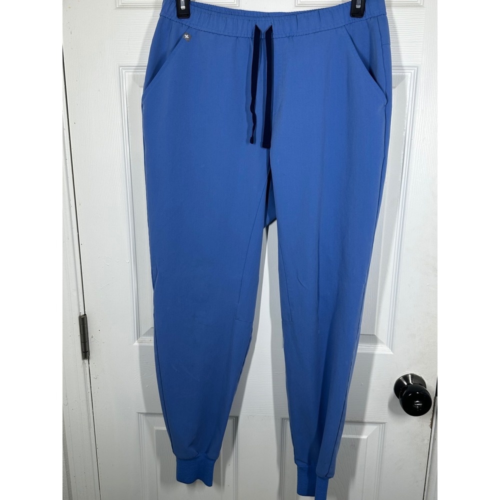 FIGS Scrub Pants Women L Blue Zamora Jogger FIONx MXXSW2004 Drawstring Pockets